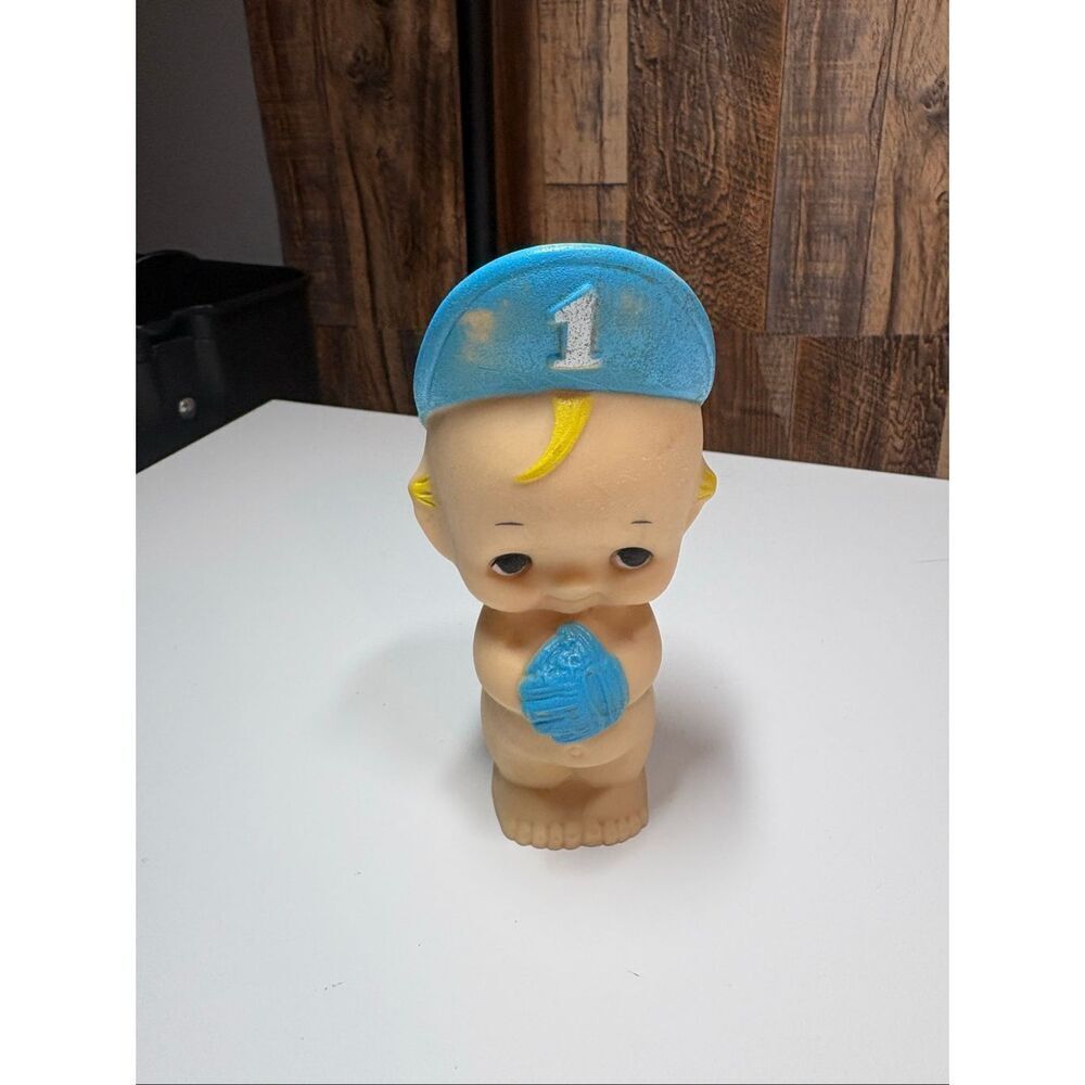 Vintage Kewpie Baseball Player Doll Blue Cap Made in USA, 1975